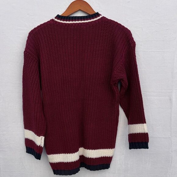 Jamie Scott Chunky Knit Pullover Sweater Women’s Size Small Burgundy VTG - Picture 9 of 13